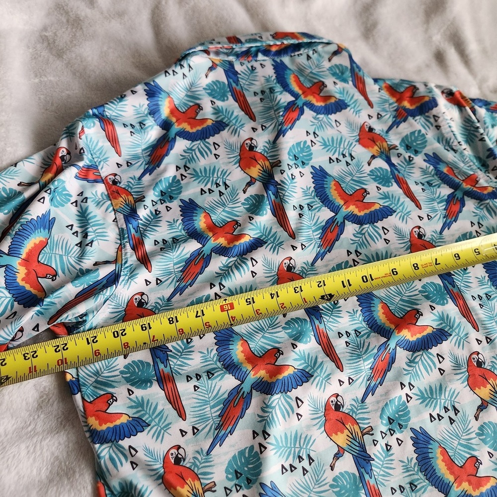 Waggle Golf Polo Shirt Tropical Parrot Macaws & Palm Tree Men's Large Looks NEW - Picture 6 of 7